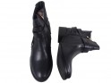 Чорні низькі жіночі черевики з екошкіри на шнурівці - 2