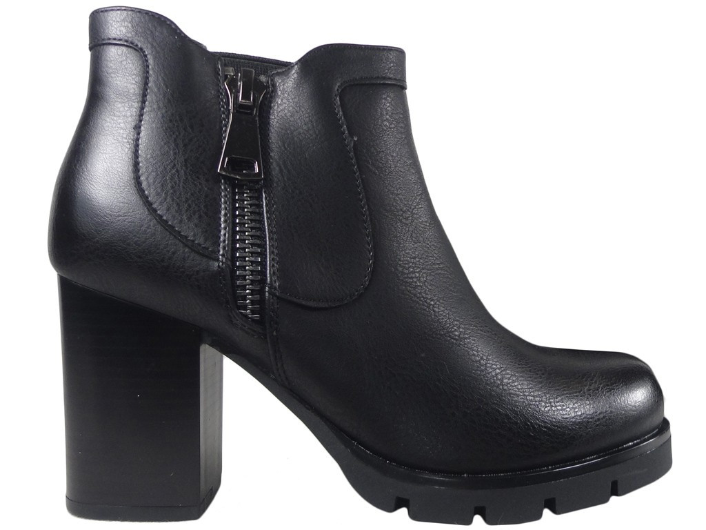 Tall black ladies' boots eco leather - 1