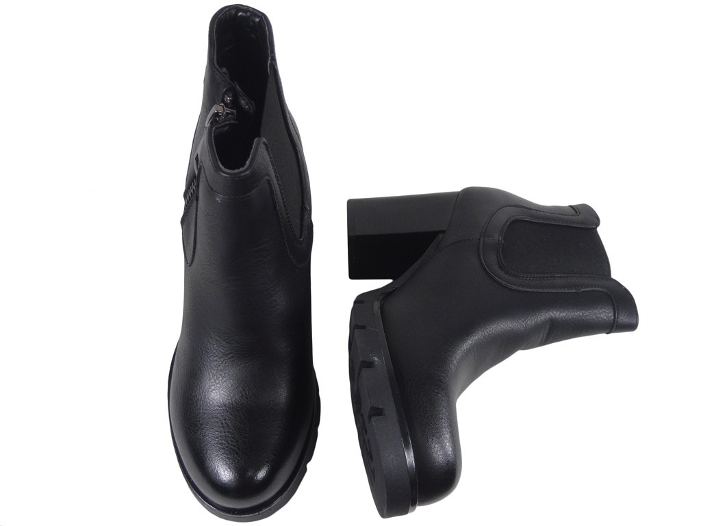 Tall black ladies' boots eco leather - 2