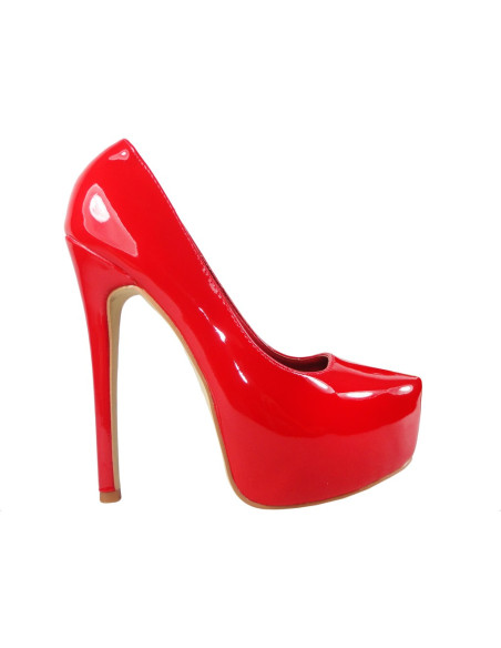 Red pins on the platform ladies' shoes - 1