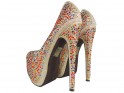 Gold high heels on a platform with zircons shoes - 4