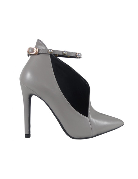 Grey women's boots with cut-out strap - 1