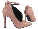 Różowe botki damskie buty z wycięciem pasek - 3