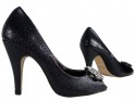 Black pins ladies' shoes with zirconia brooch - 3