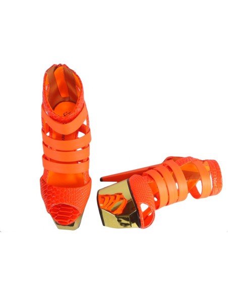 NEONOWE SZPILKI NA PLATFORMIE SANDAŁY NA SZPILCE