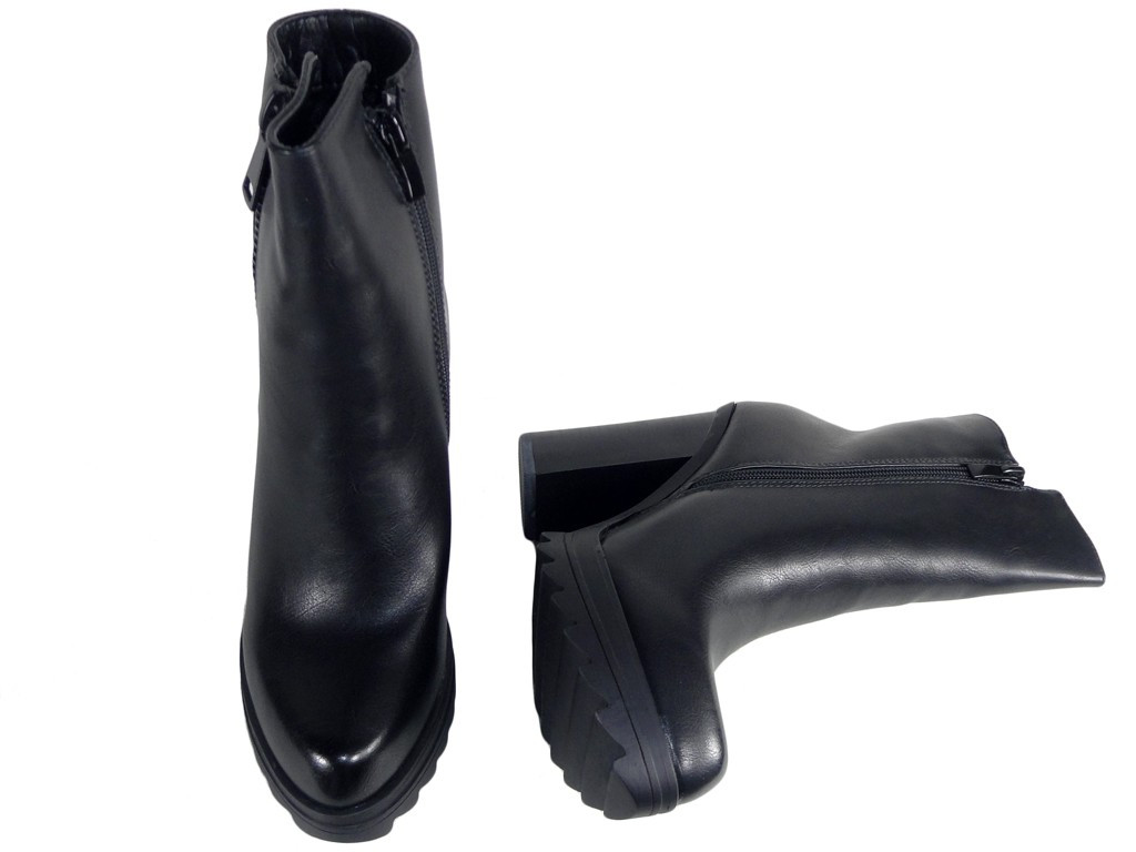 Melni siltināti potītes zābaki ar stiletto papēdi - 2