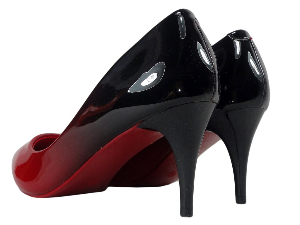 OUTLET BUTY OMBRE MELNI UN SARKANI STILETTOS - 4