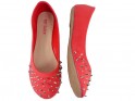 RED STUDDED BALLERINAS WOMEN'S SHOES - 2