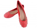 RED STUDDED BALLERINAS WOMEN'S SHOES - 1