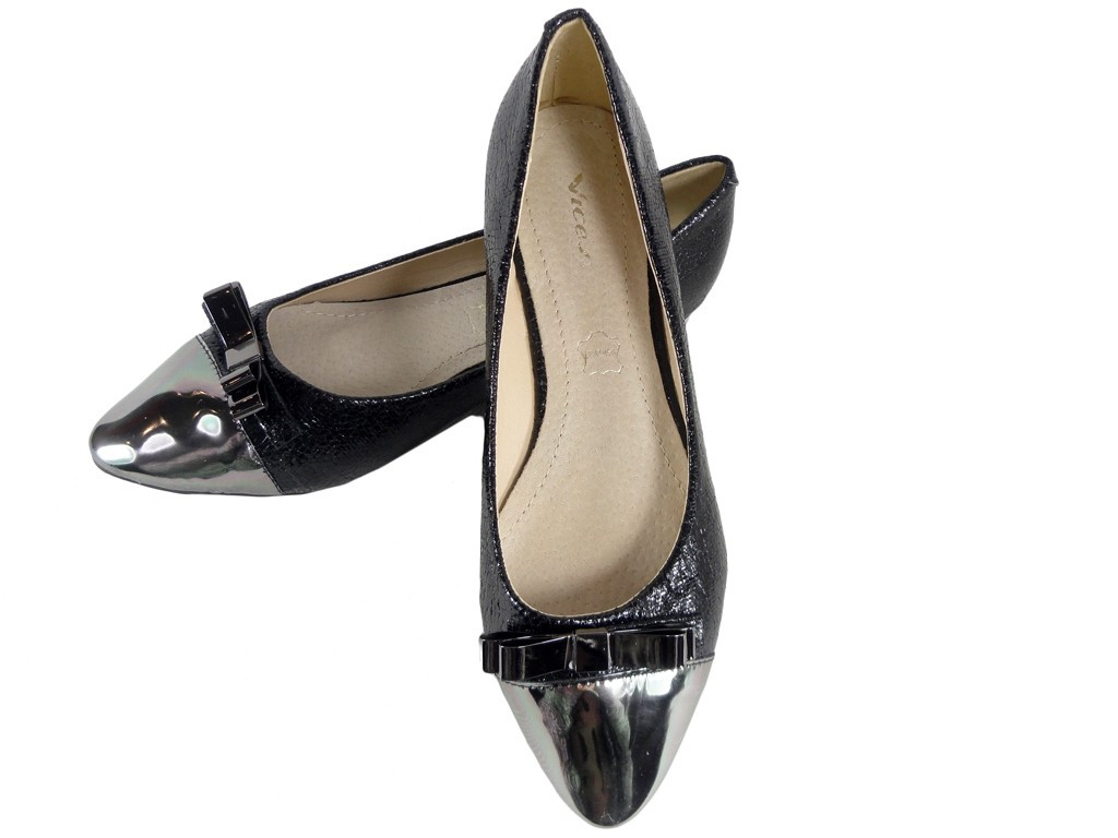BALERINKI CZARNE BUTY DAMSKIE PŁASKIE BALERINY - 1