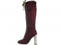 Burgundy boots on a suede pole in front of the knee - 4