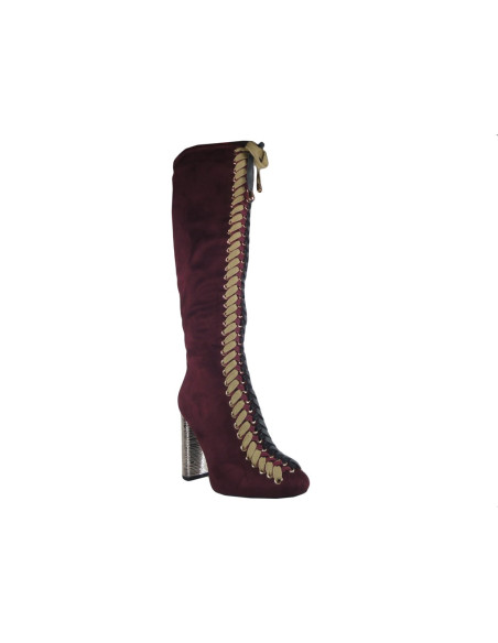Bordo zamšādas augstpapēžu zābaki ar stiletto papēdi - 3