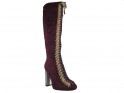 Burgundy boots on a suede pole in front of the knee - 3