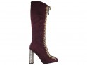 Burgundy boots on a suede pole in front of the knee - 1