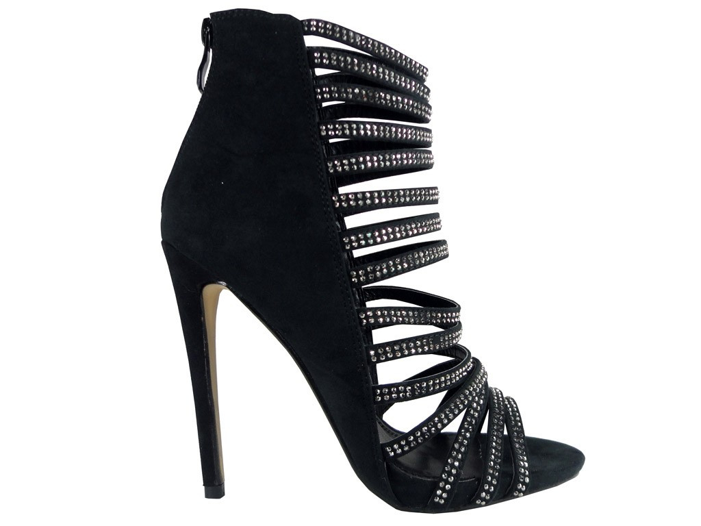 Sandales ar augstu stiletto papēdi melnas - 2