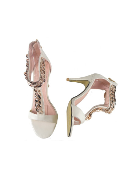 White pin sandals with an ankle strap - 2