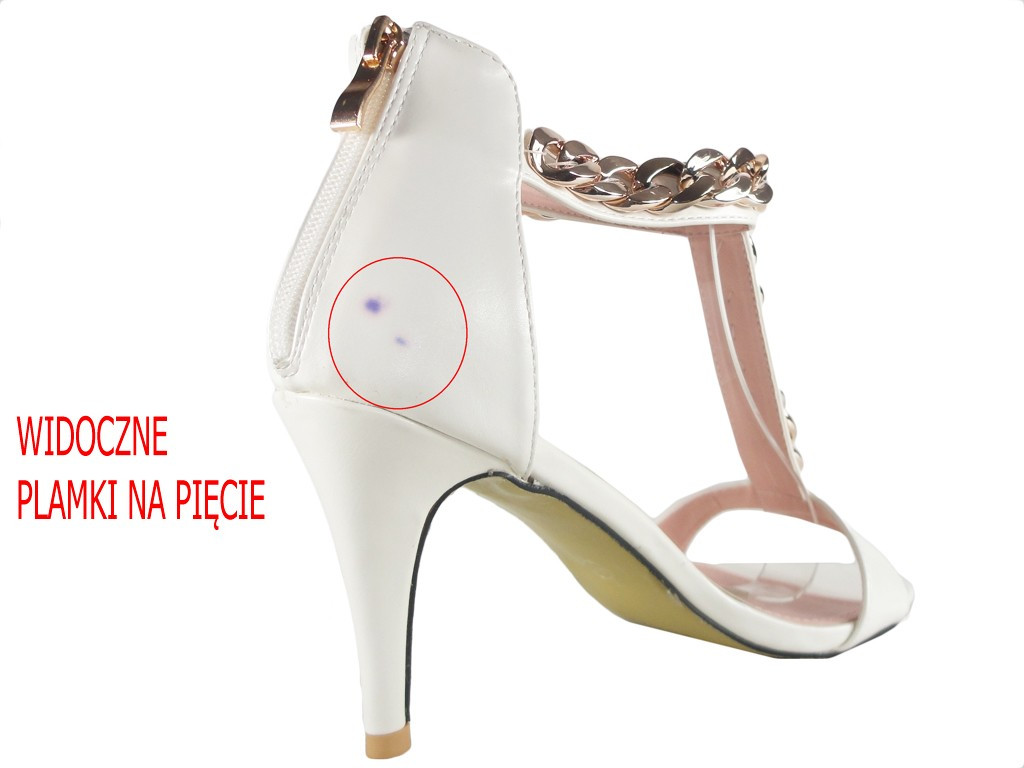 OUTLET BALTAS STILETTO SANDALES AR SIKSNIŅU - 5
