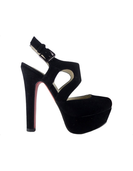 Black suede sandals on a pole with a belt - 1
