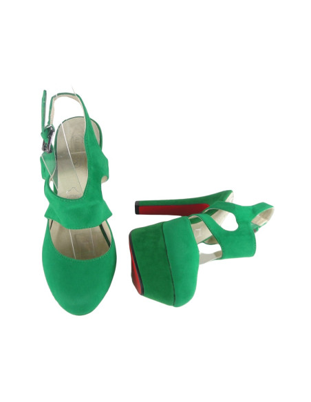 Sandales en daim vert sur un poteau avec une ceinture - 2