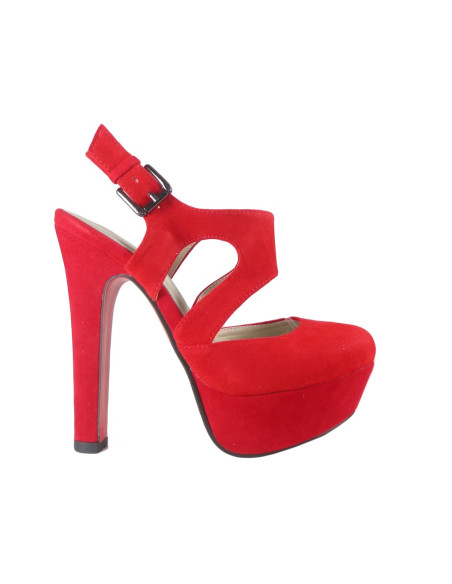 Rote Wildledersandalen mit Riemen - 1