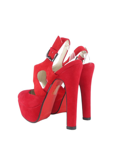 Rote Wildledersandalen mit Riemen - 4