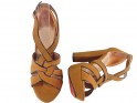Beige sandals on a pole with a diced belt - 2