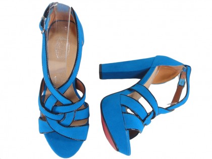 Blue sandals on a pole with a diced belt - 2