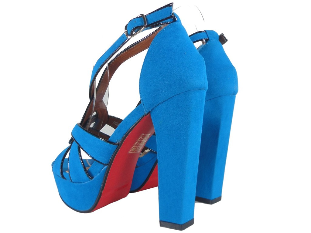 Blue sandals on a pole with a diced belt - 4