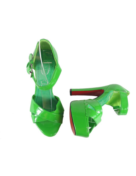 Green sandals on a shoe pole with ankle strap - 2