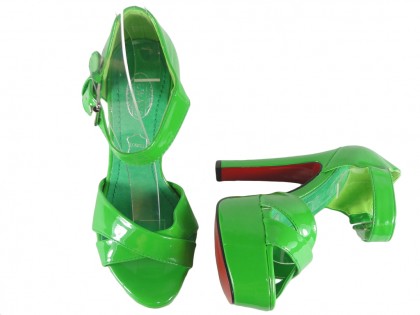 Sandale verzi pe stâlpul pantofilor cu curea pentru gleznă - 2