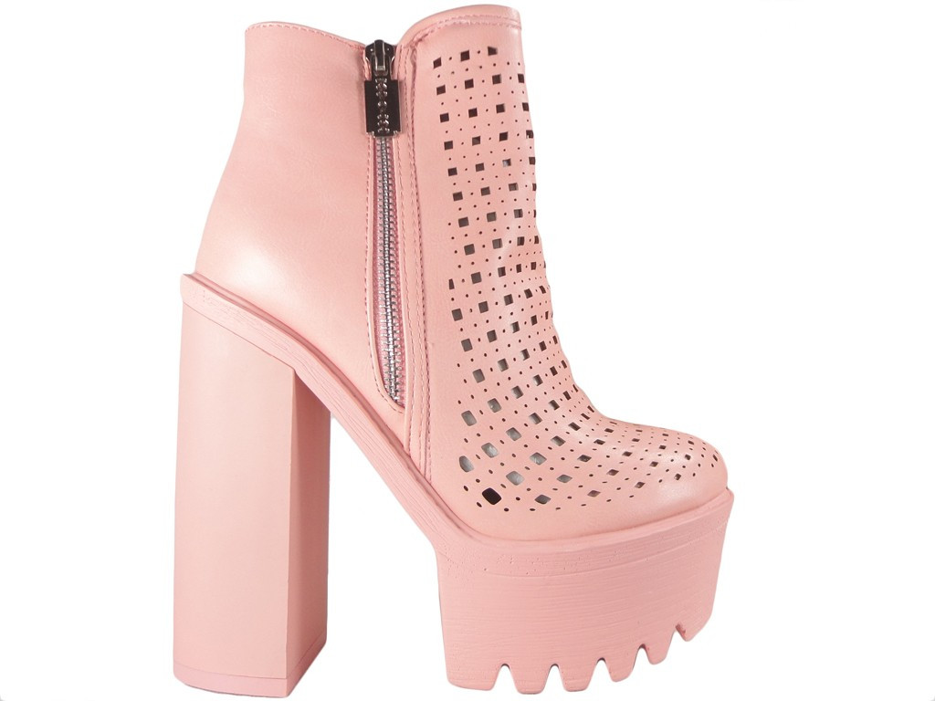 Rosa durchbrochene Stiefel stilvolle Damenschuhe - 1