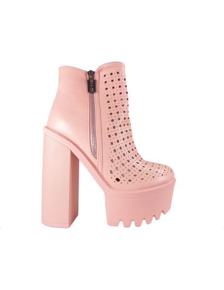 Rosa durchbrochene Stiefel stilvolle Damenschuhe - 1