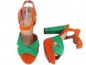 Žalios ir oranžinės spalvos smailianosiai sandalai - 2