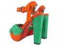 Žalios ir oranžinės spalvos smailianosiai sandalai - 4