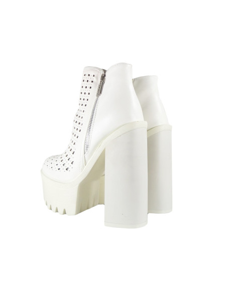White openwork boots stylish ladies' shoes - 4