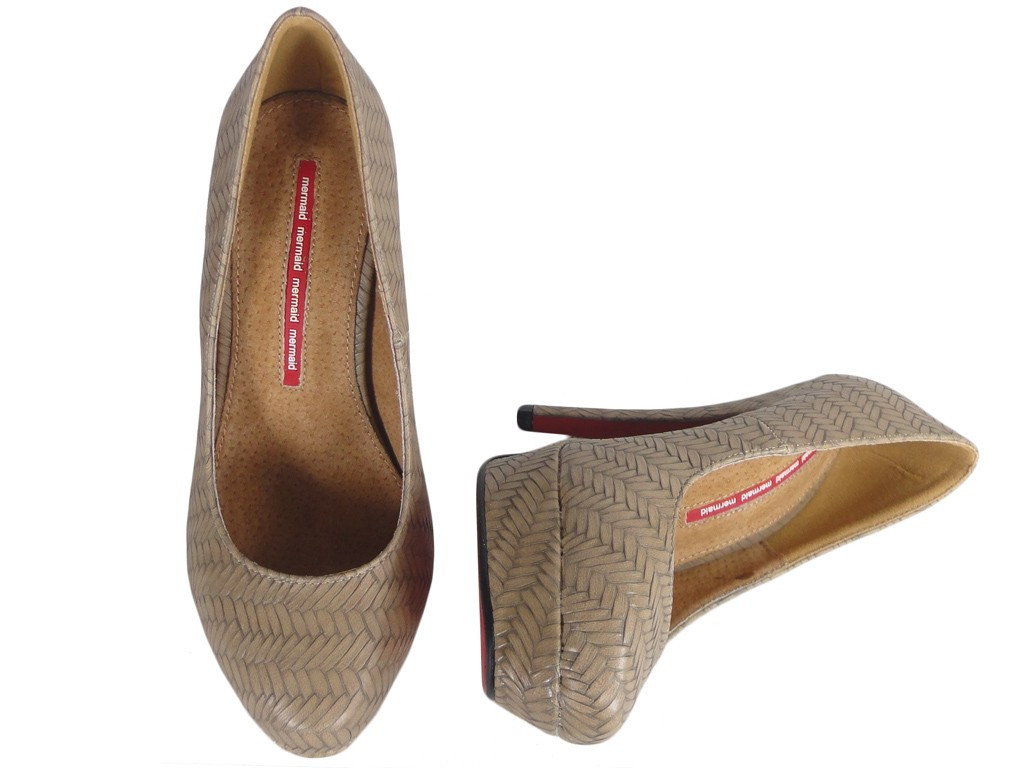 Beige pins on the platform eco leather  - 2