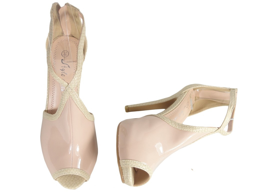 Sandales à bride de cheville pour femmes, de couleur beige - 2