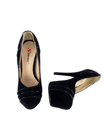 Juodi matiniai bateliai su stiletto platforma - 2