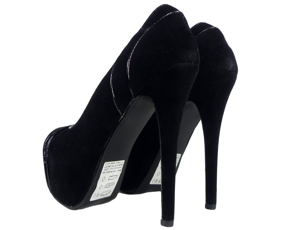 Melnas matētas stiletto platformas kurpes - 4