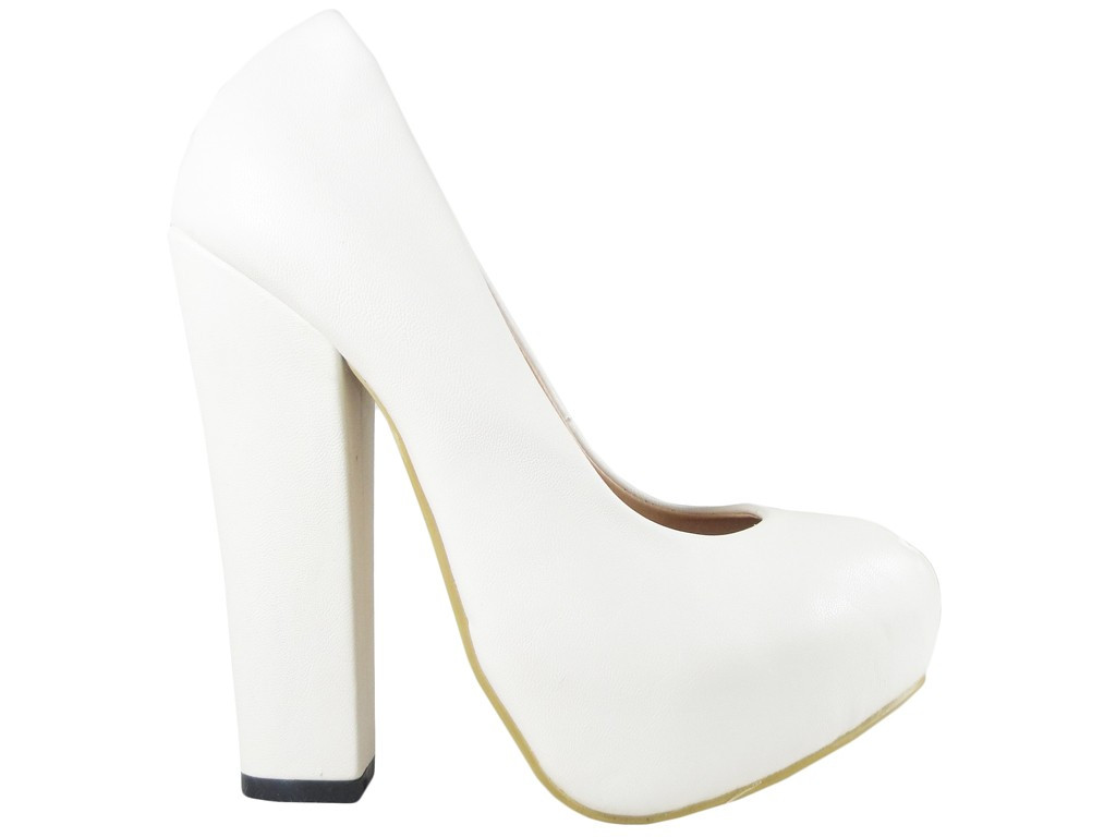 Baltos spalvos platforminiai stiletai matiniai stiletto batai - 1