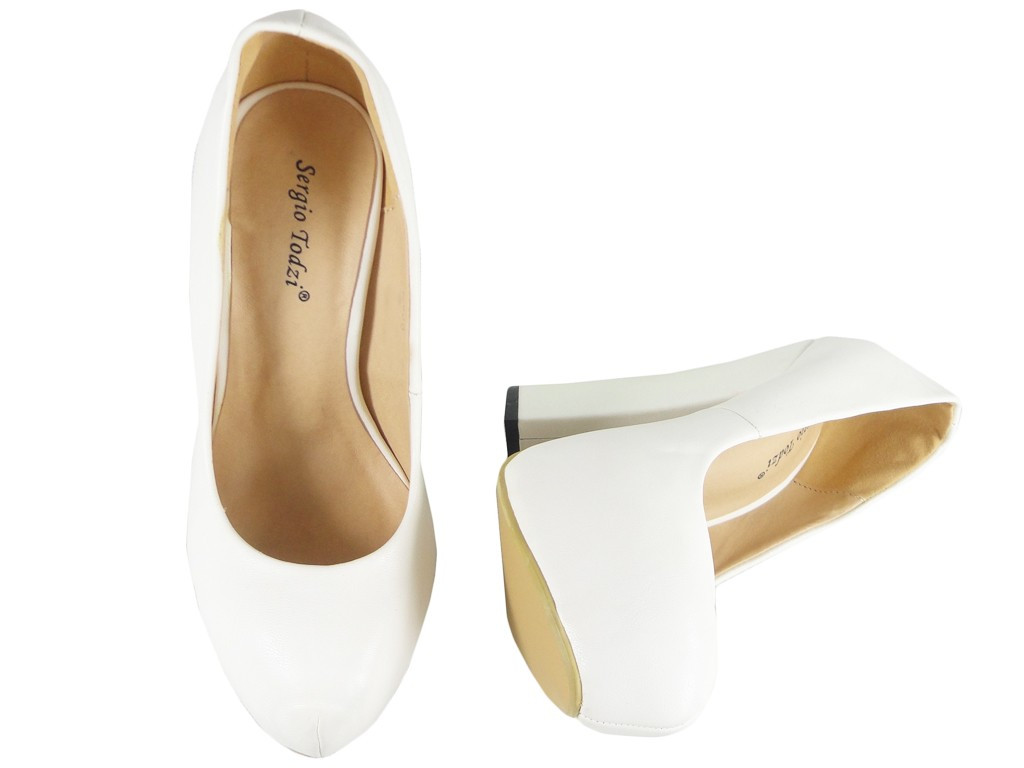 Baltas platformas stiletto matēti stiletto kurpes - 2