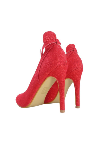 Schuhe rote High Heels mit Glitzergürtel - 4