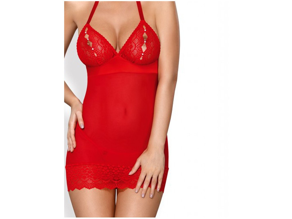 Rochie de noapte Roșu obsesiv cu dantelă - 5