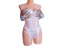 CORSET BLANC ENSEMBLE DE LINGERIE EN SATIN - 4