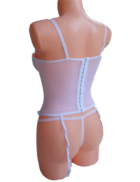 CORSET BLANC ENSEMBLE DE LINGERIE EN SATIN - 5