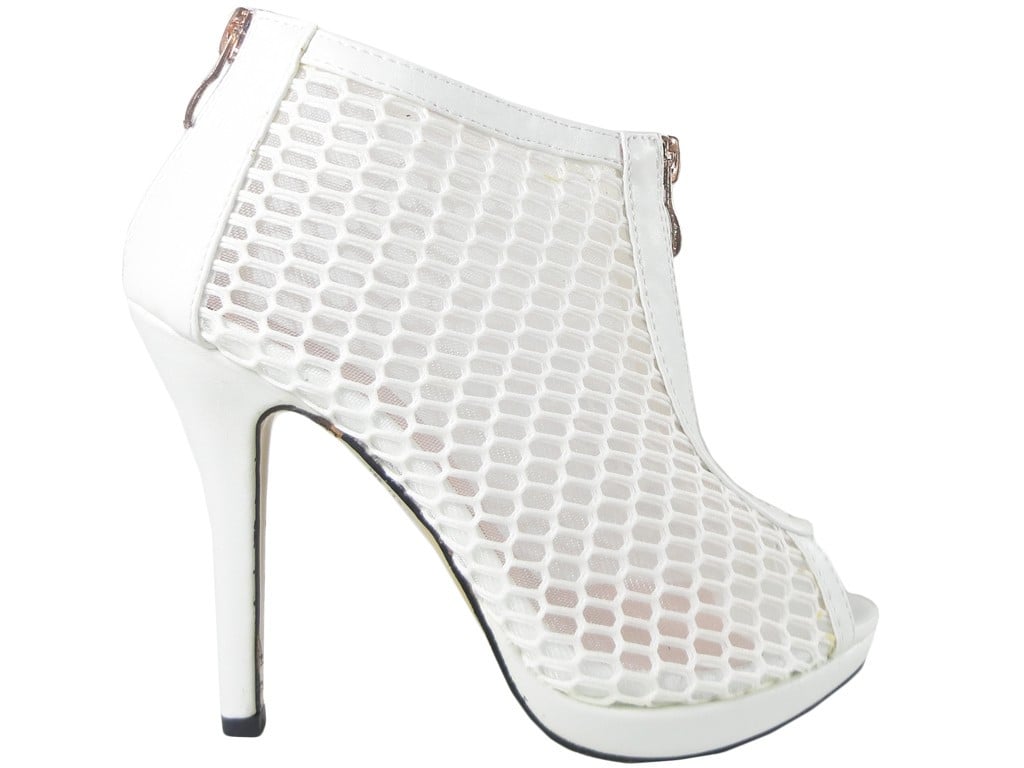 Baltos spalvos ažūriniai sandalai moteriški batai stiletto heels - 1