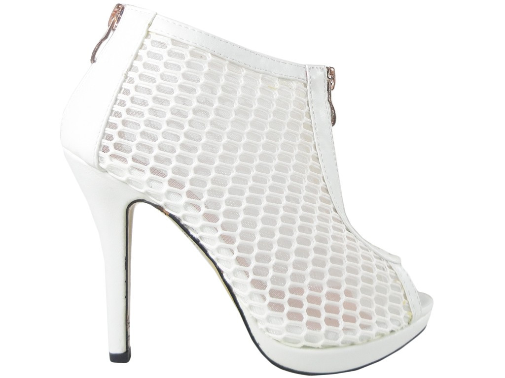 Sandales blanches ajourées, épingles pour bottes de femmes - 1