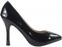 Čierne vysoké podpätky lakované dámske topánky - 1