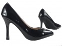 Černé vysoké podpatky lakované dámské boty - 3