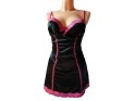 CHEMISE DE NUIT EN SATIN NOIR ROSE - 3